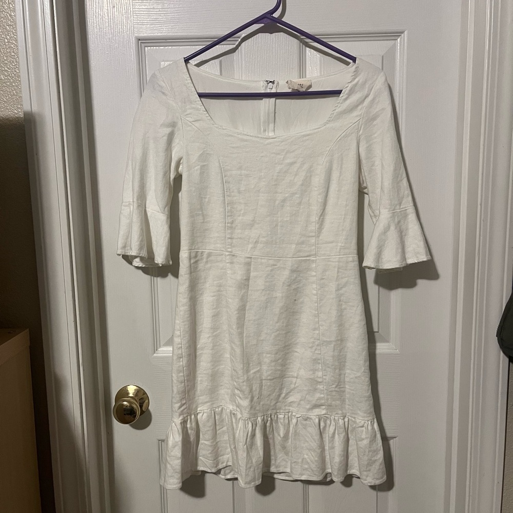 White Ruffle Hem Dress